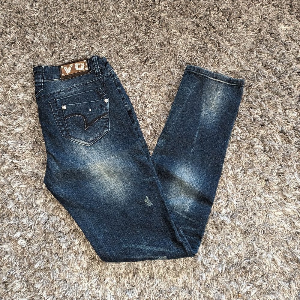 VO Skinny Jeans with ribbed design on front Size 11 31 inseam